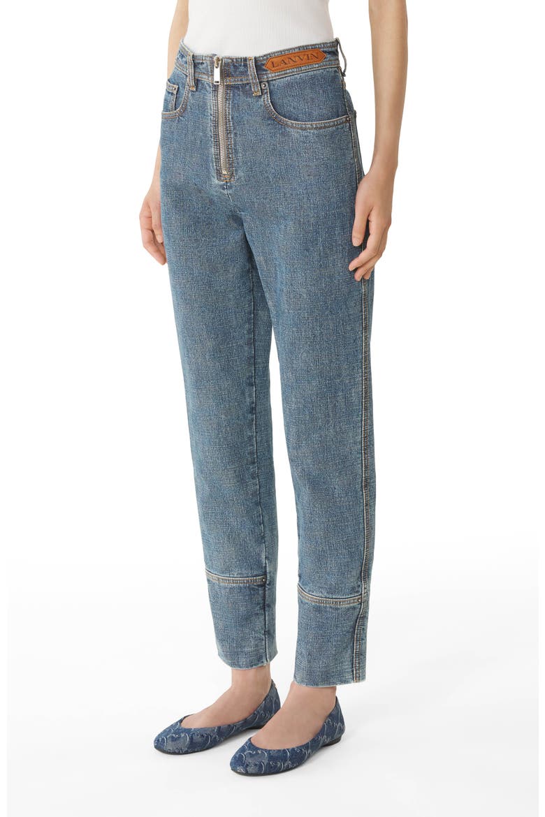 Blue Zipped Denim Pants, Alternate, color, Pale blue