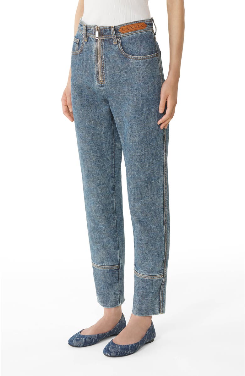 Lanvin Blue Zipped Denim Pants, Alternate, color, Pale Blue