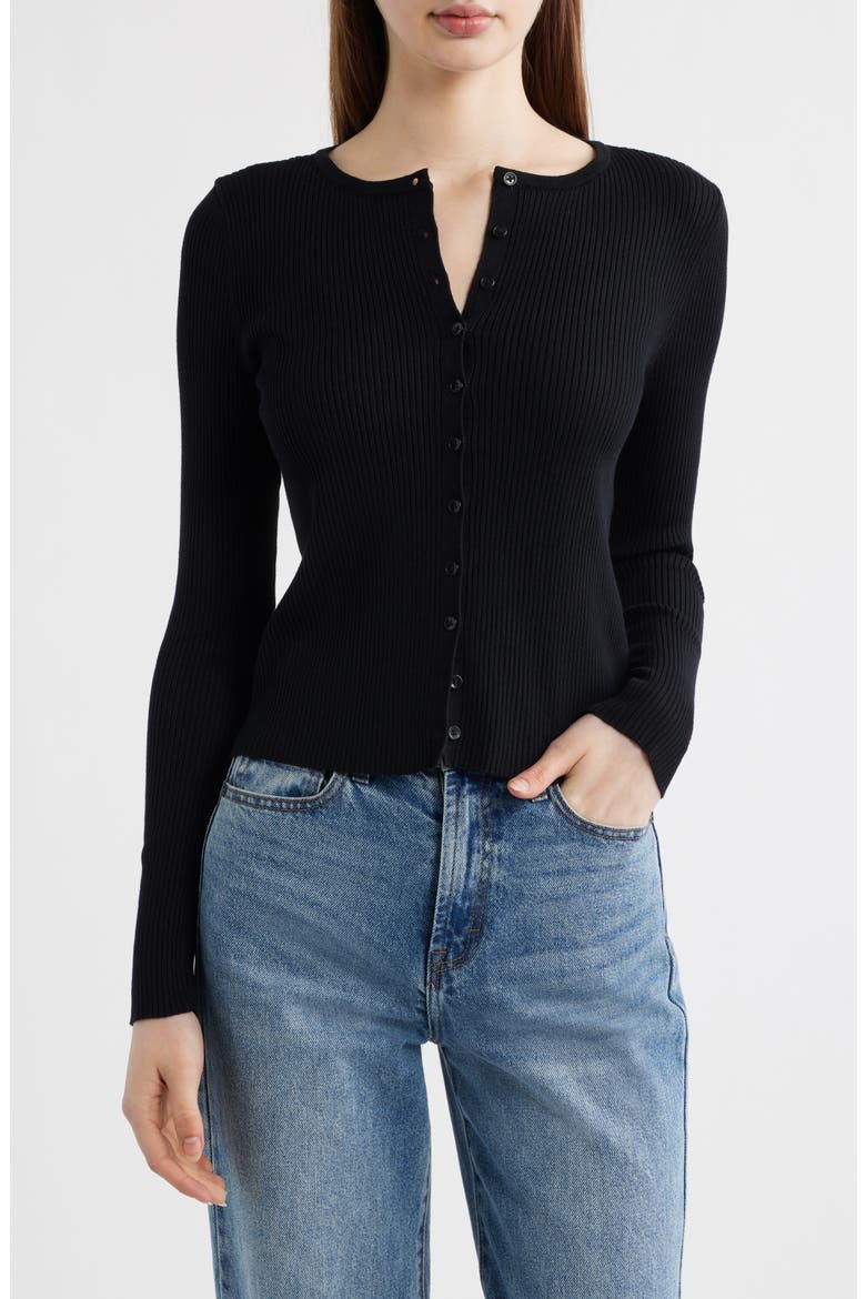 Rib Cardigan, Main, color, BLACK