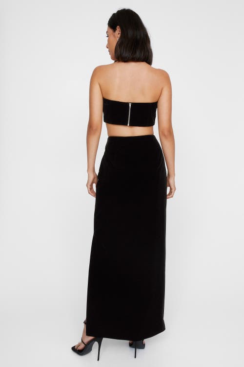 Nasty Gal Velvet High Waist Side Split Maxi Skirt In Black