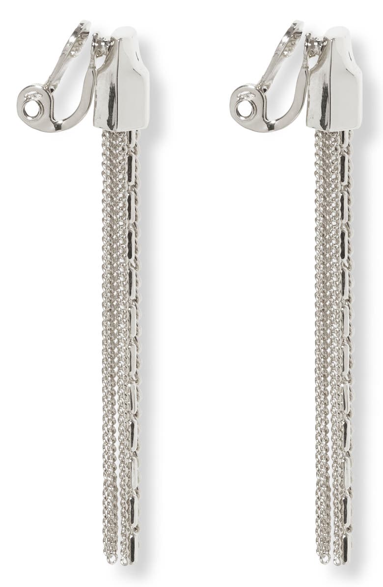 Vince Camuto Tassel Linear Clip Earrings, Alternate, color,