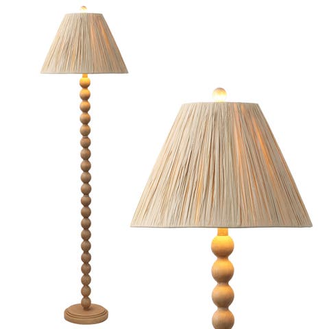 Wren 61.5" Modern Rustic Bobbin Pleated Paper Shade/Resin LED Floor Lamp
