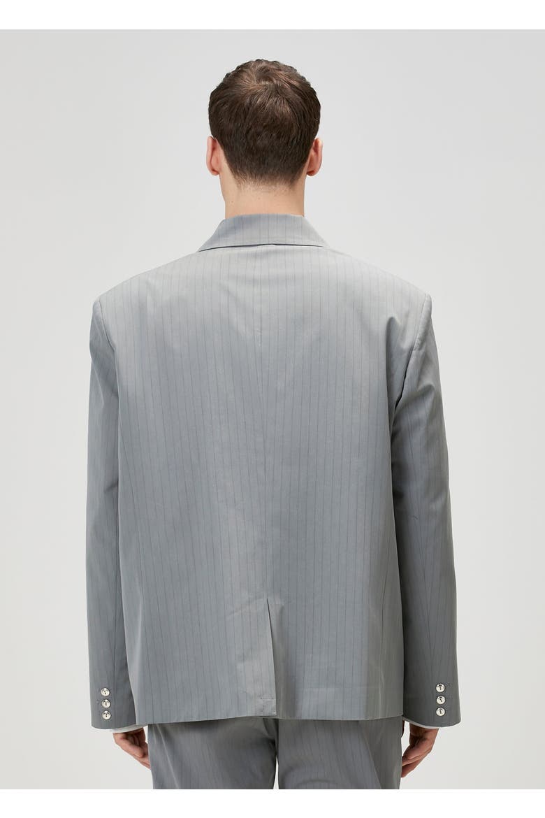 Cotton Blend Striped Woven Blazer Jacket, Alternate, color, grey
