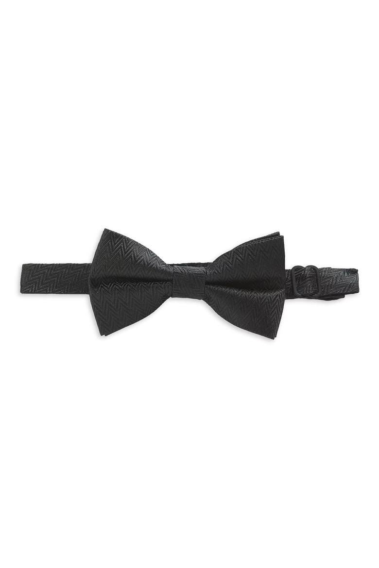 Chevron Pre-Tied Bow Tie, Main, color, BLACK