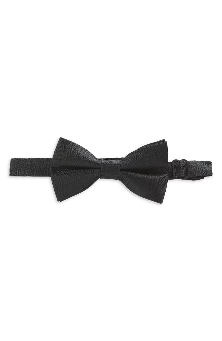 KARL LAGERFELD Chevron Pre-Tied Bow Tie, Main, color, Black
