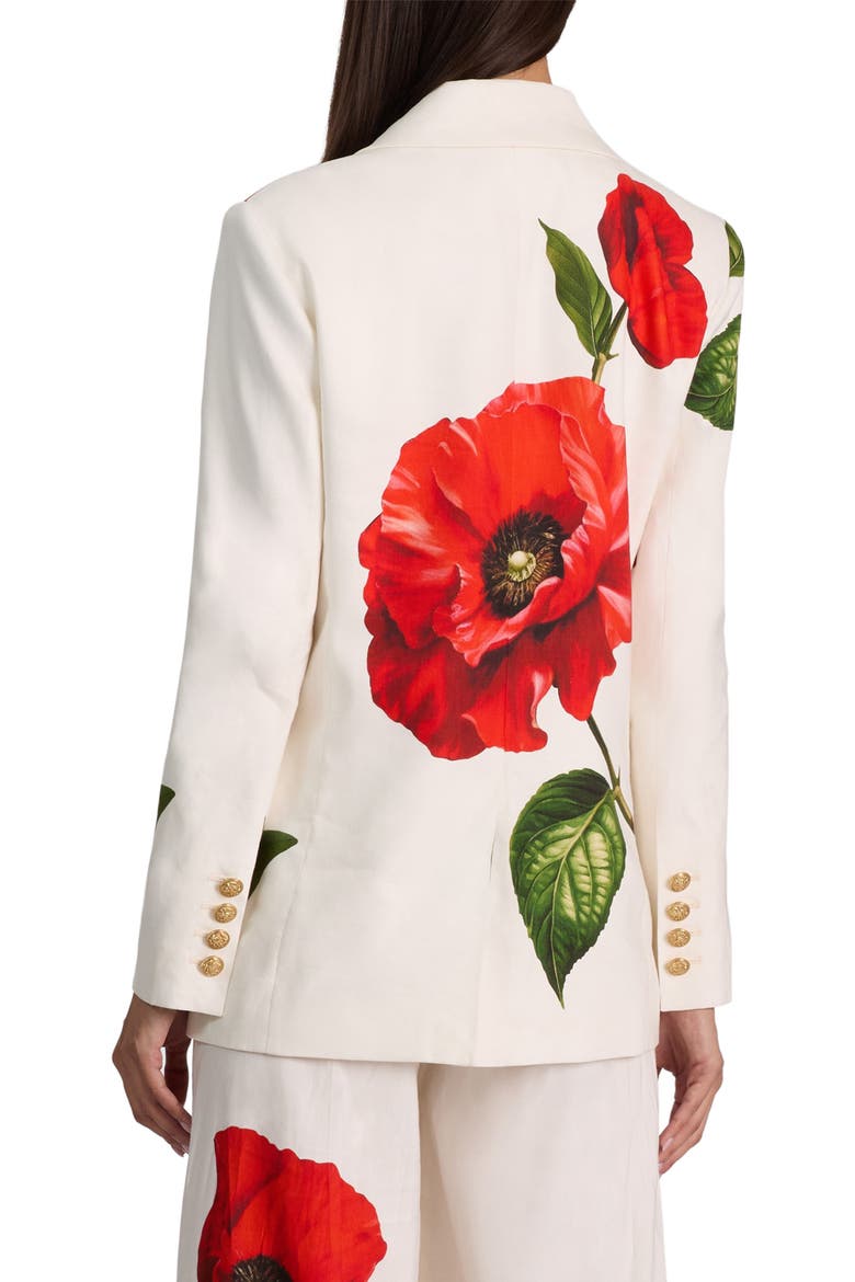 Elna Long Poppy Print Blazer, Alternate, color, SUMMER POPPY