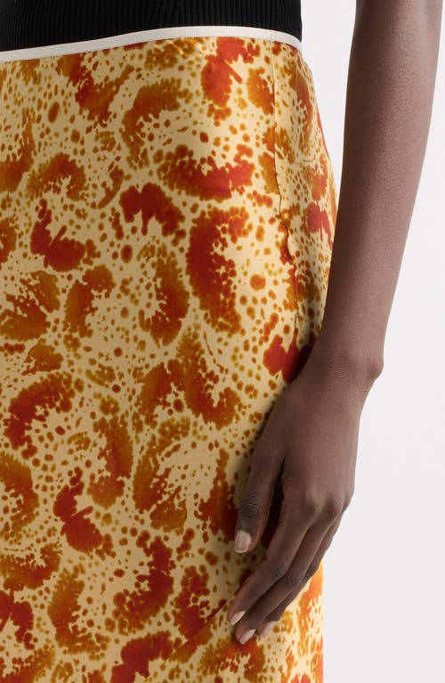 DRIES VAN NOTEN DRIES VAN NOTEN ORCHID PETAL PRINT SILK MIDI SKIRT 