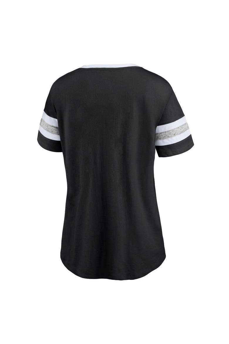 Women's Fanatics Branded Black/Heathered Gray Brooklyn Nets Block Party Striped Sleeve T-Shirt, Alternate, color, Black