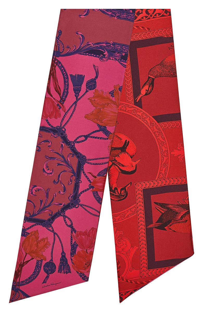 FERRAGAMO Salvatore Ferragamo Elizabeth Reversible Silk Skinny Scarf, Main, color,