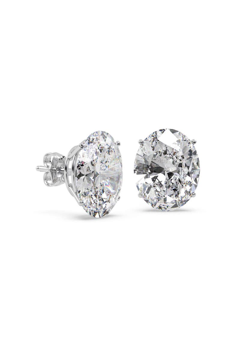 Oval-Cut Diamond Stud Earrings 14kt, Alternate, color, Diamond, White Gold