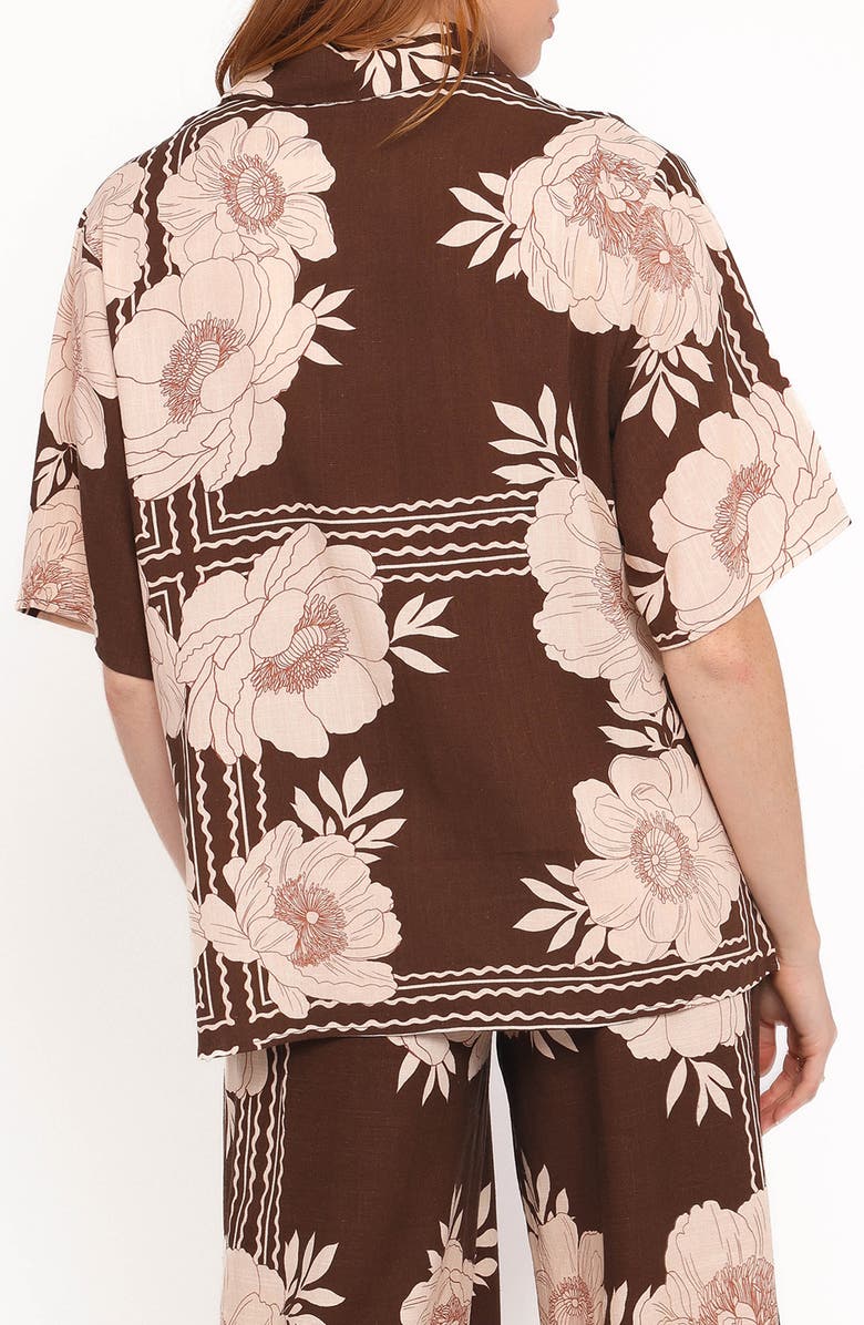 Petal & Pup Bernadine Floral Oversize Short Sleeve Button-Up Shirt, Alternate, color, Brown Floral