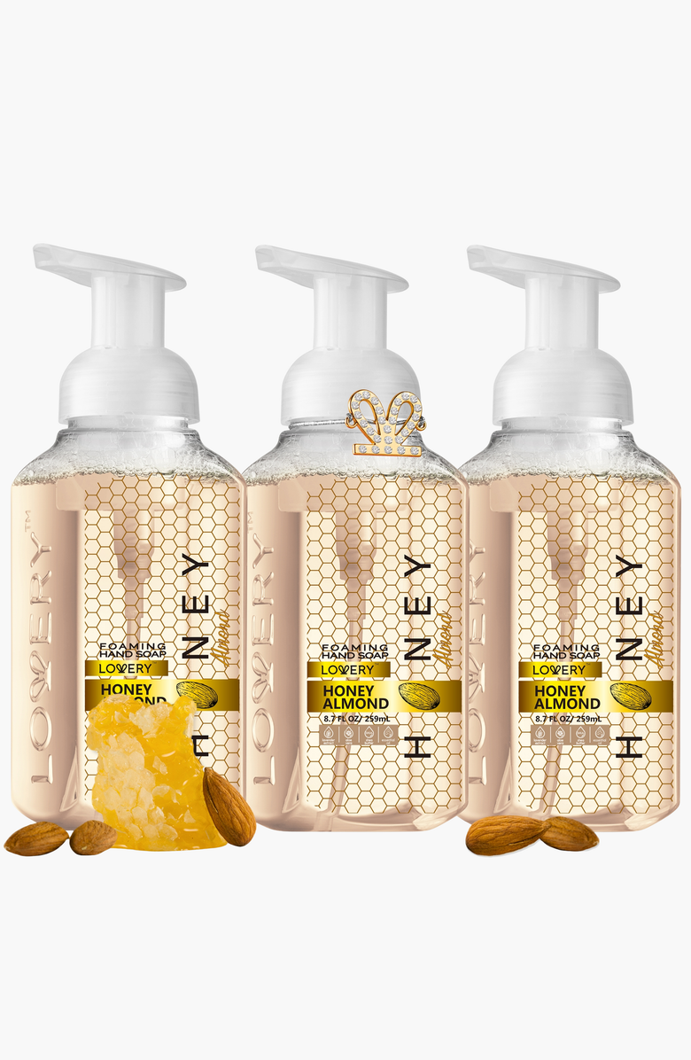 Lovery Foaming Hand Soap Pack of 3 with Free Swarovski Bracelet, Main, color, Honey Almond