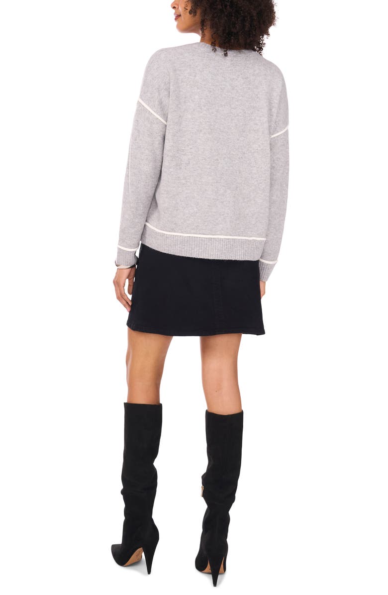 Vince Camuto Contrast Sweater, Alternate, color, Light Heather Grey