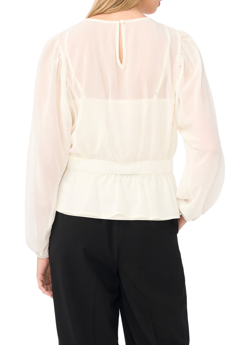 Embroidered Mesh Yoke Peplum Top, Alternate, color, TOASTED IVORY