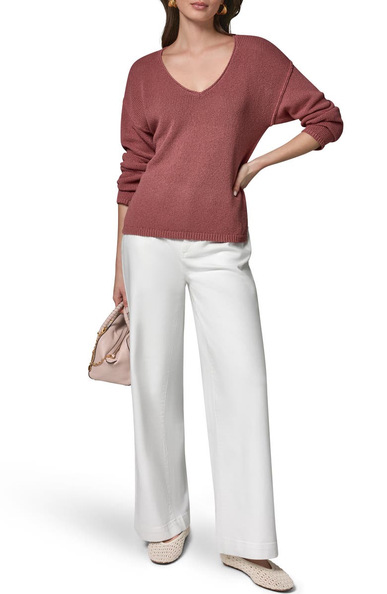 Donna Karan New York Rolled V-Neck Sweater, Alternate, color,