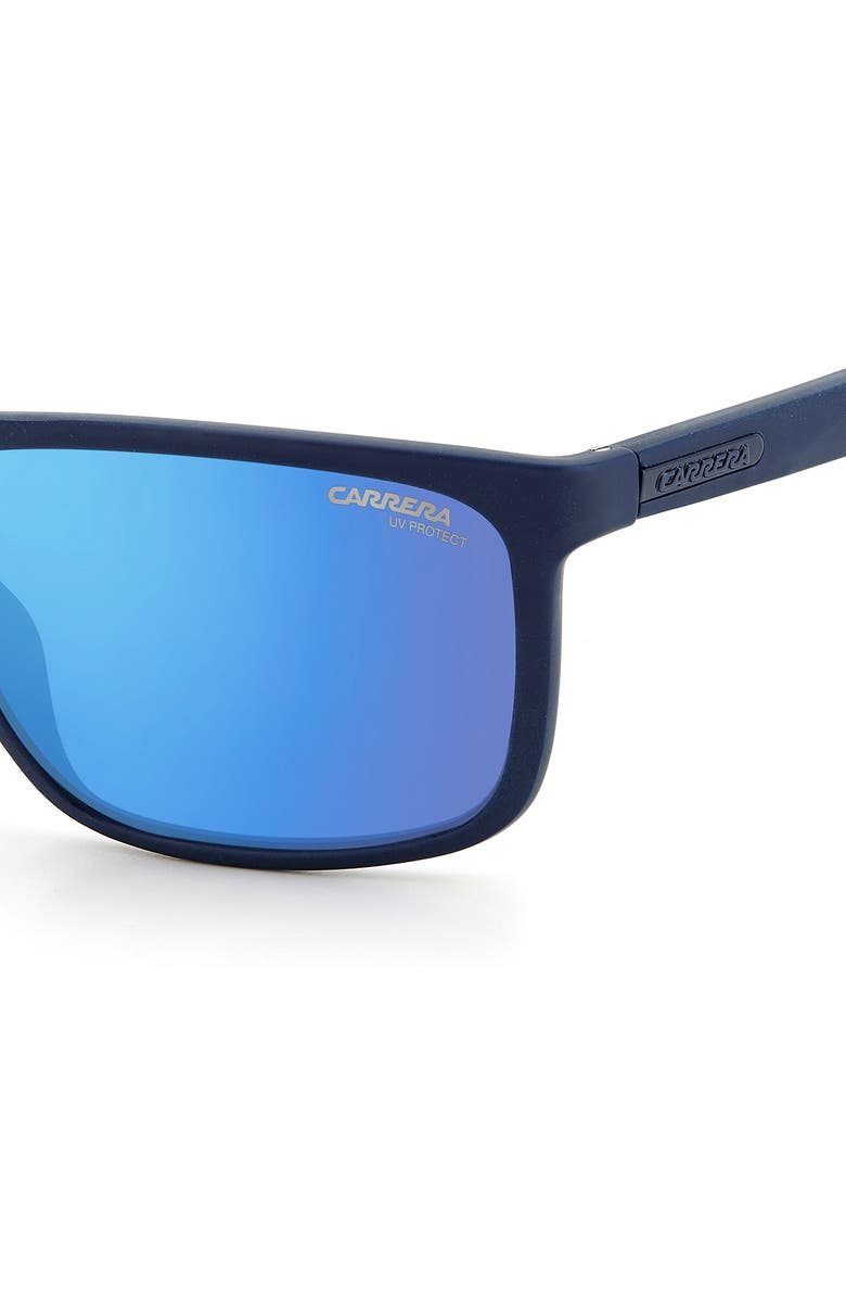 Carrera Eyewear 58mm Polarized Rectangle Sunglasses, Alternate, color, Blue