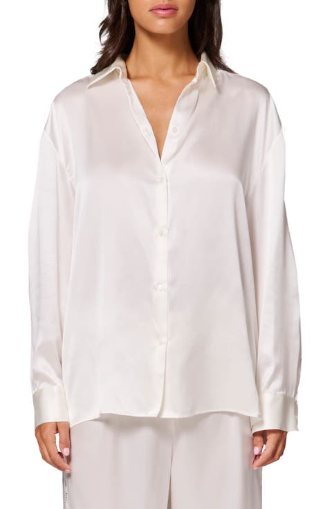 Love Me Silk Blend Button-Up Shirt