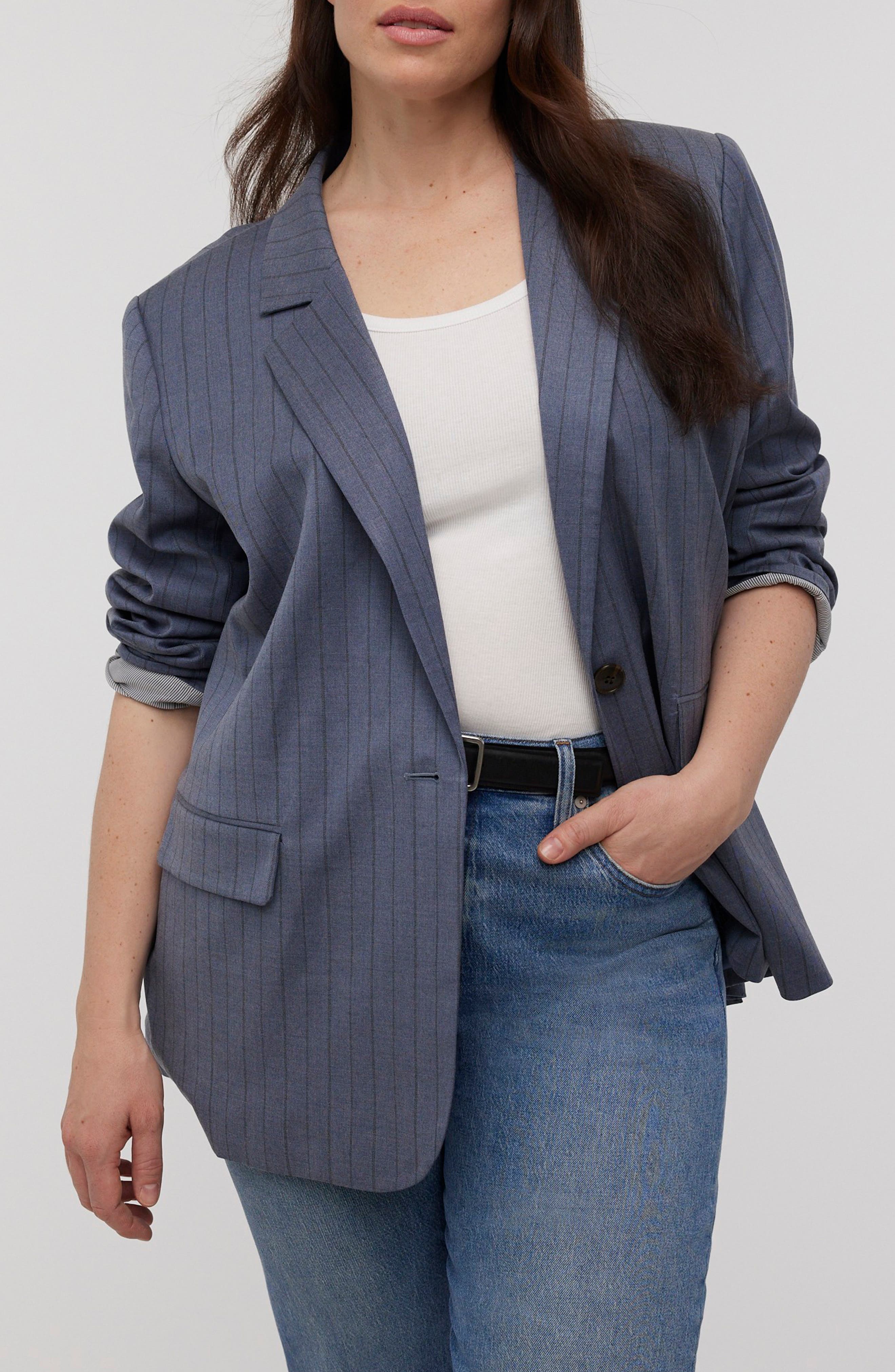 Madewell Pinstripe Single Breasted Blazer