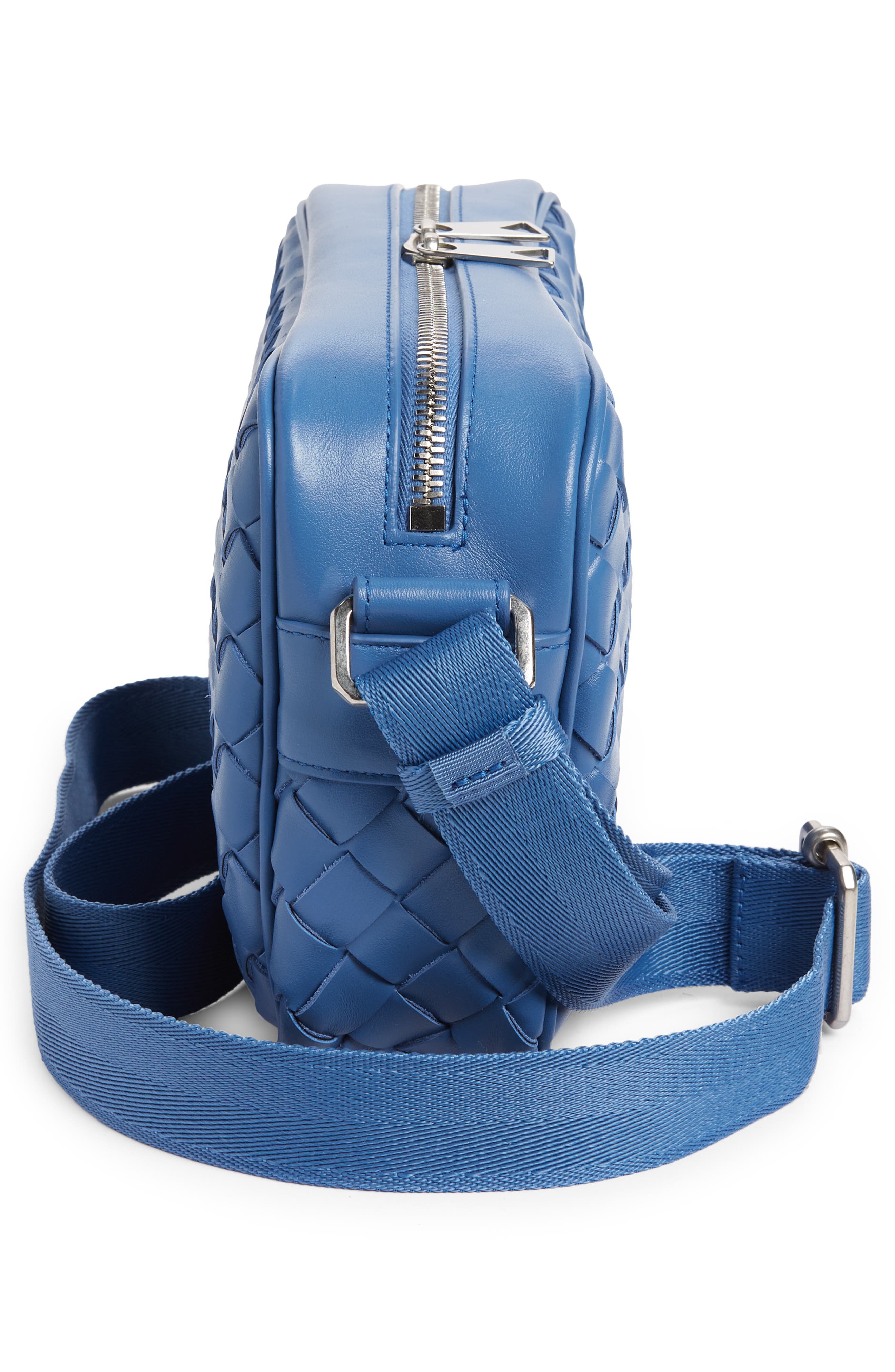 Classic Intrecciato Leather Camera Bag, Alternate, color, SURF-SILVER