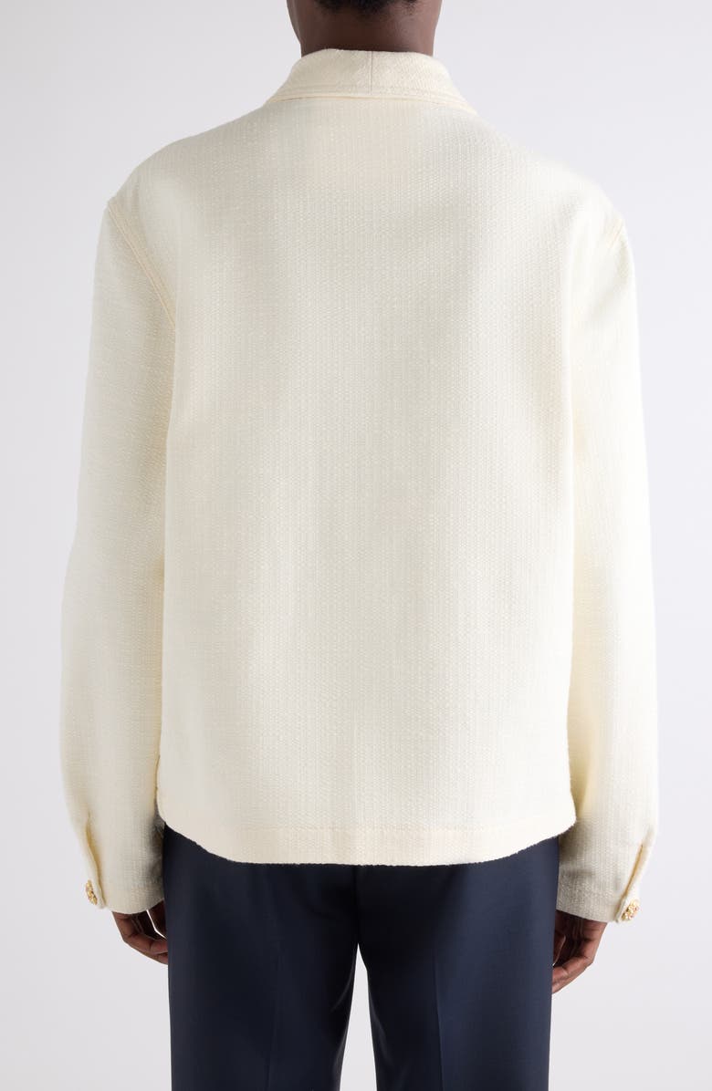 Givenchy Crystal & Imitation Pearl Button Shawl Collar Tweed Jacket, Alternate, color, White