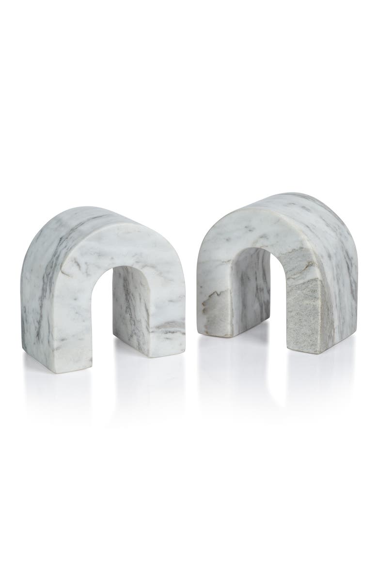 Martil Set of 2 Marble Bookends, Main, color, WHITE