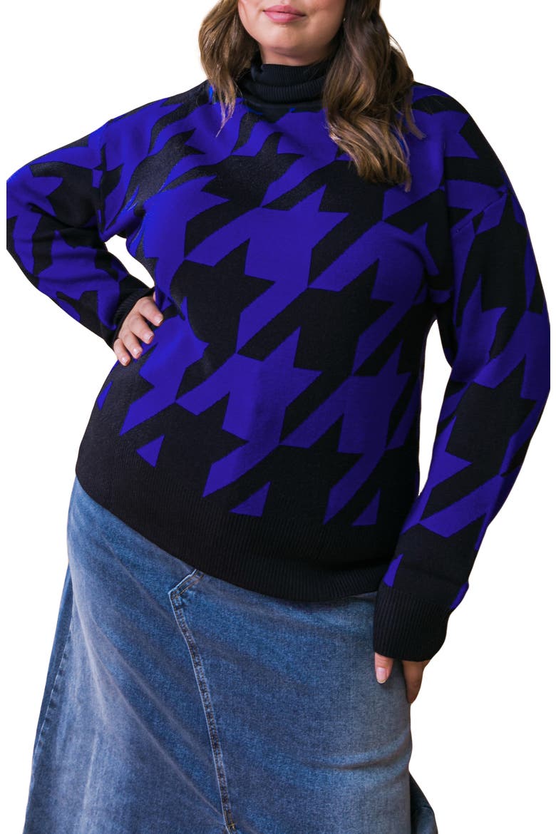 Turtleneck Sweater, Main, color, BLACK/ ROYAL