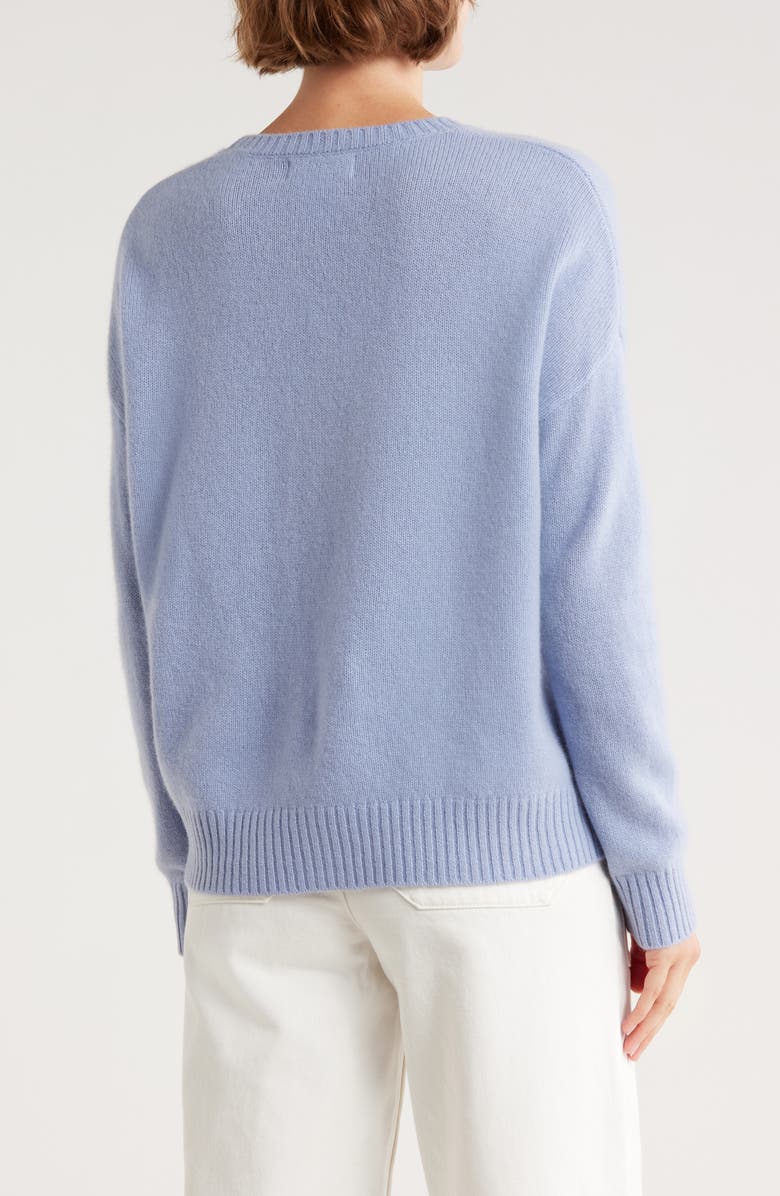Magaschoni NYC Cashmere Crewneck Sweater, Alternate, color, Moon Blue / White Cloud