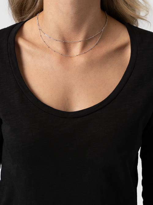 Saint + Sofia Scoop Neck Long Sleeve Tee In Black