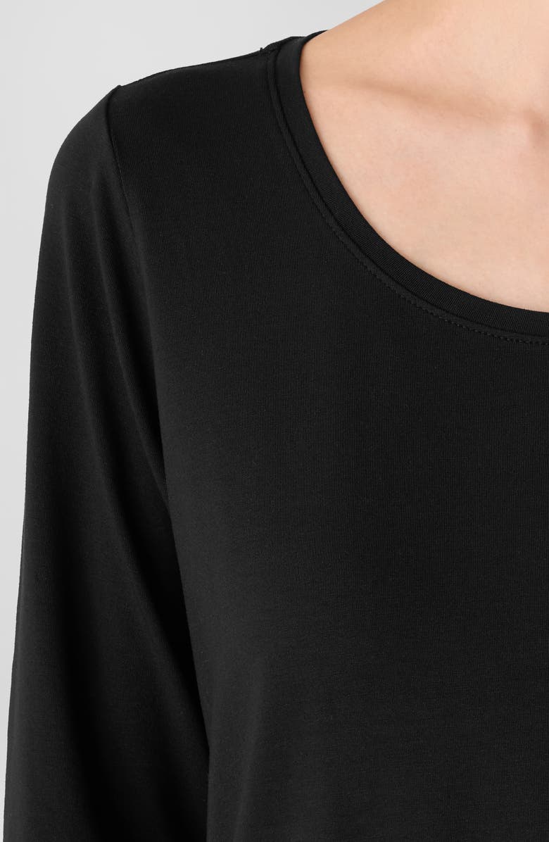Eileen Fisher Scoop Neck Stretch Jersey Shirt, Alternate, color, Black