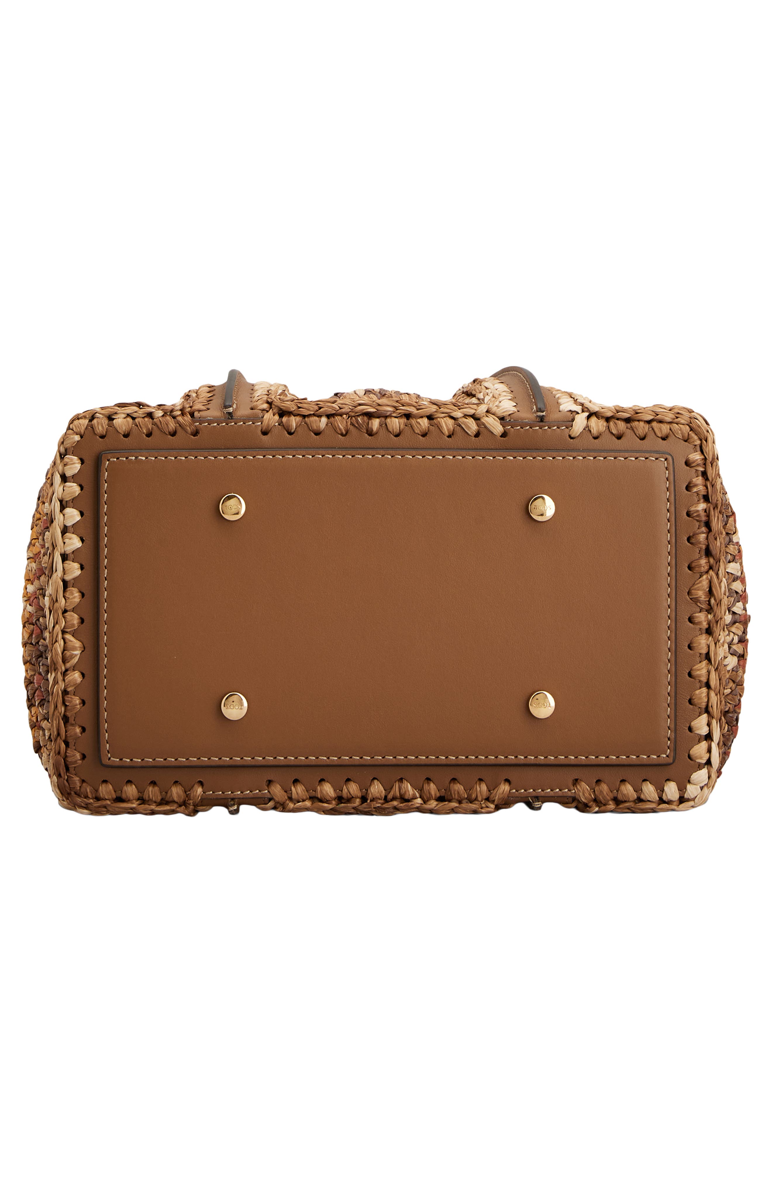 Tod's T-Timeless Raffia & Leather Shopper, Alternate, color, Brown