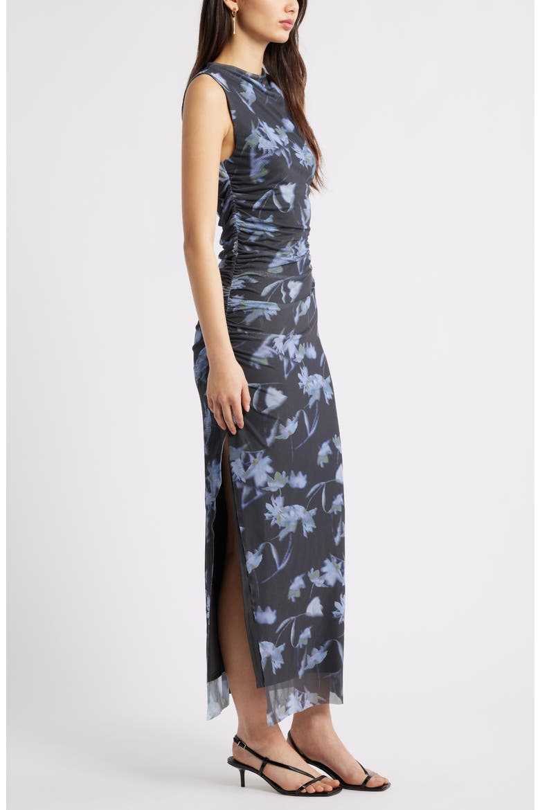 Mesh Body-Con Maxi Dress, Alternate, color, BLUE FALLING FLORAL