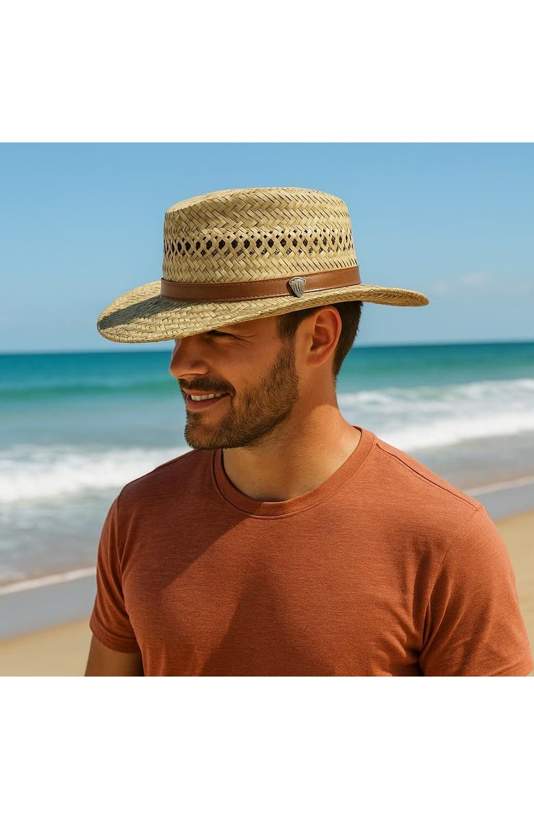 Ascentix Rush Straw Gambler Hat with Wide Brim, Alternate, color, Natural