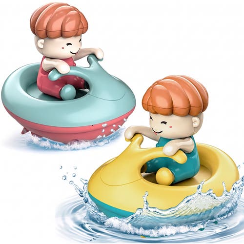 Sperric Kids' Twist And Go Floating Surfboat Bath Toy Set In Multi