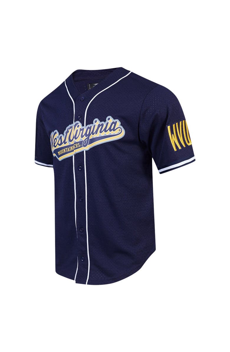 PRO STANDARD Men's Pro Standard Navy West Virginia Mountaineers Mesh Full-Button Replica Baseball Jersey, Alternate, color, 