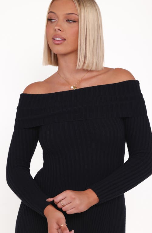 Petal And Pup Petal & Pup Francisco Off The Shoulder Long Sleeve Sweater Dress In Black
