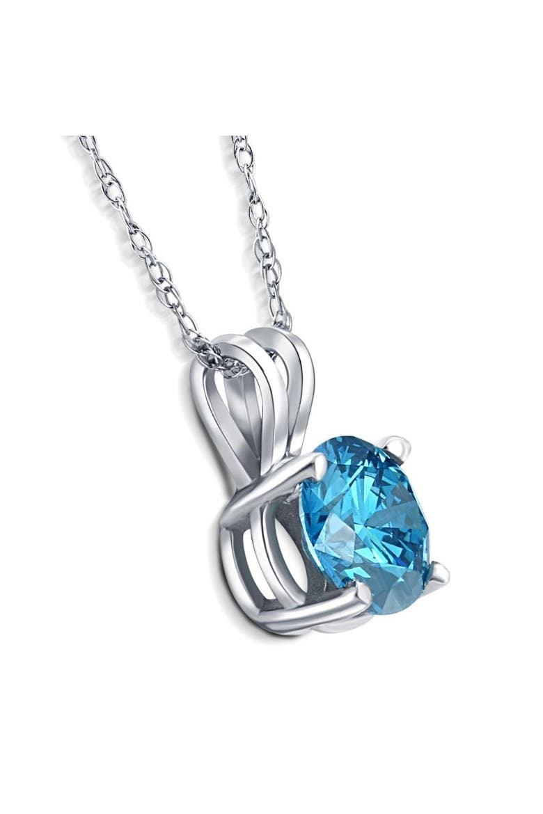 2ct Blue Diamond Solitaire 14K Gold Pendant Lab Grown, Alternate, color, 14k White Gold