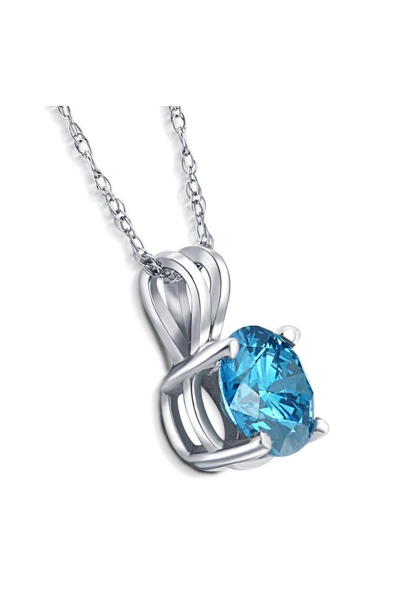 Bliss Diamond 2ct Blue Diamond Solitaire 14K Gold Pendant Lab Grown, Alternate, color, 14K White Gold