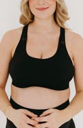 AXK Women's High Impact Racer Back Maternity & Nursing Sports Bra with Easy-Release Breastfeeding Clips