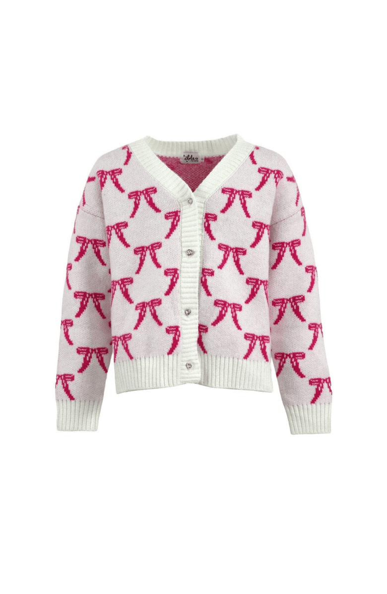 Lola + The Boys Pretty in Pink Bow Cardigan, Main, color, Pink