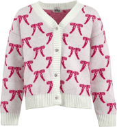 Lola + The Boys Pretty in Pink Bow Cardigan