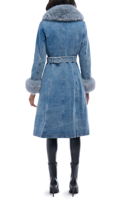 Azalea Wang Kaya Denim Jacket With Faux Fur Trim In Blue