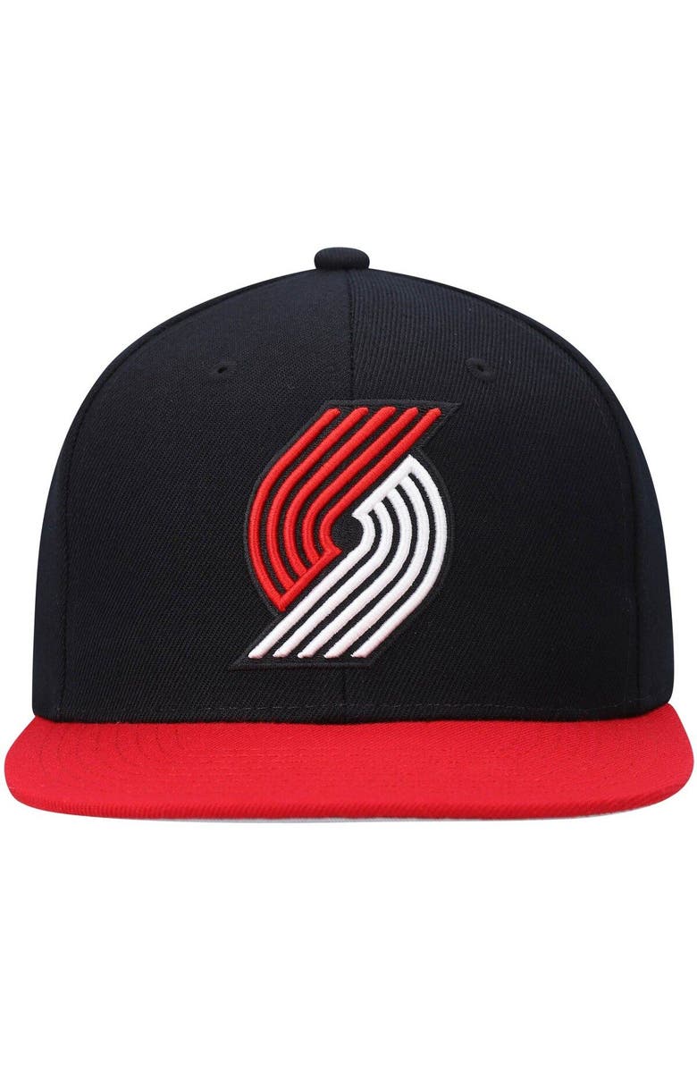 Mitchell & Ness Men's Mitchell & Ness Black/Red Portland Trail Blazers Team Two-Tone 2.0 Snapback Hat, Alternate, color, 