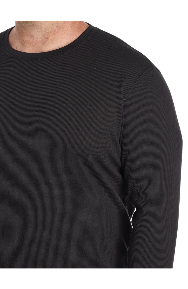 Harbor Bay by DXL Big & Tall Performance Waffle-Knit Thermal Crewneck Shirt, Alternate, color, Black