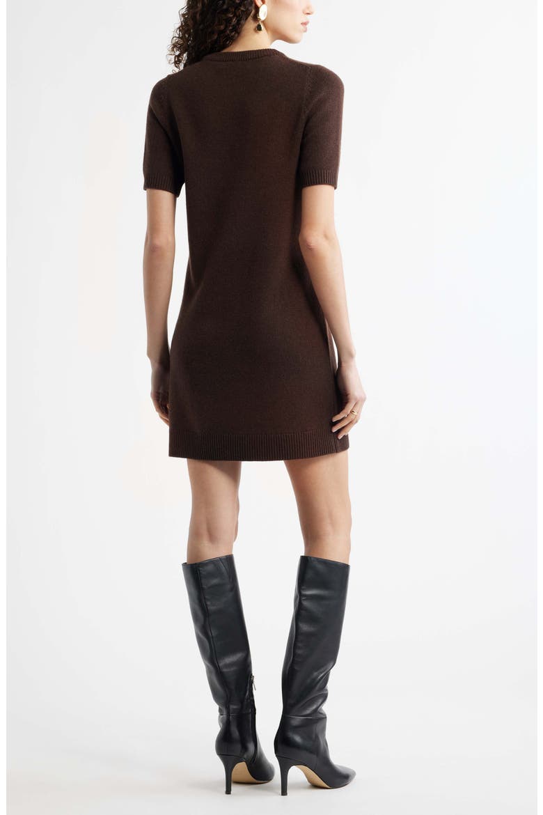 Short Sleeve Wool & Cashmere Sweater Dress, Alternate, color, BROWN MOLE
