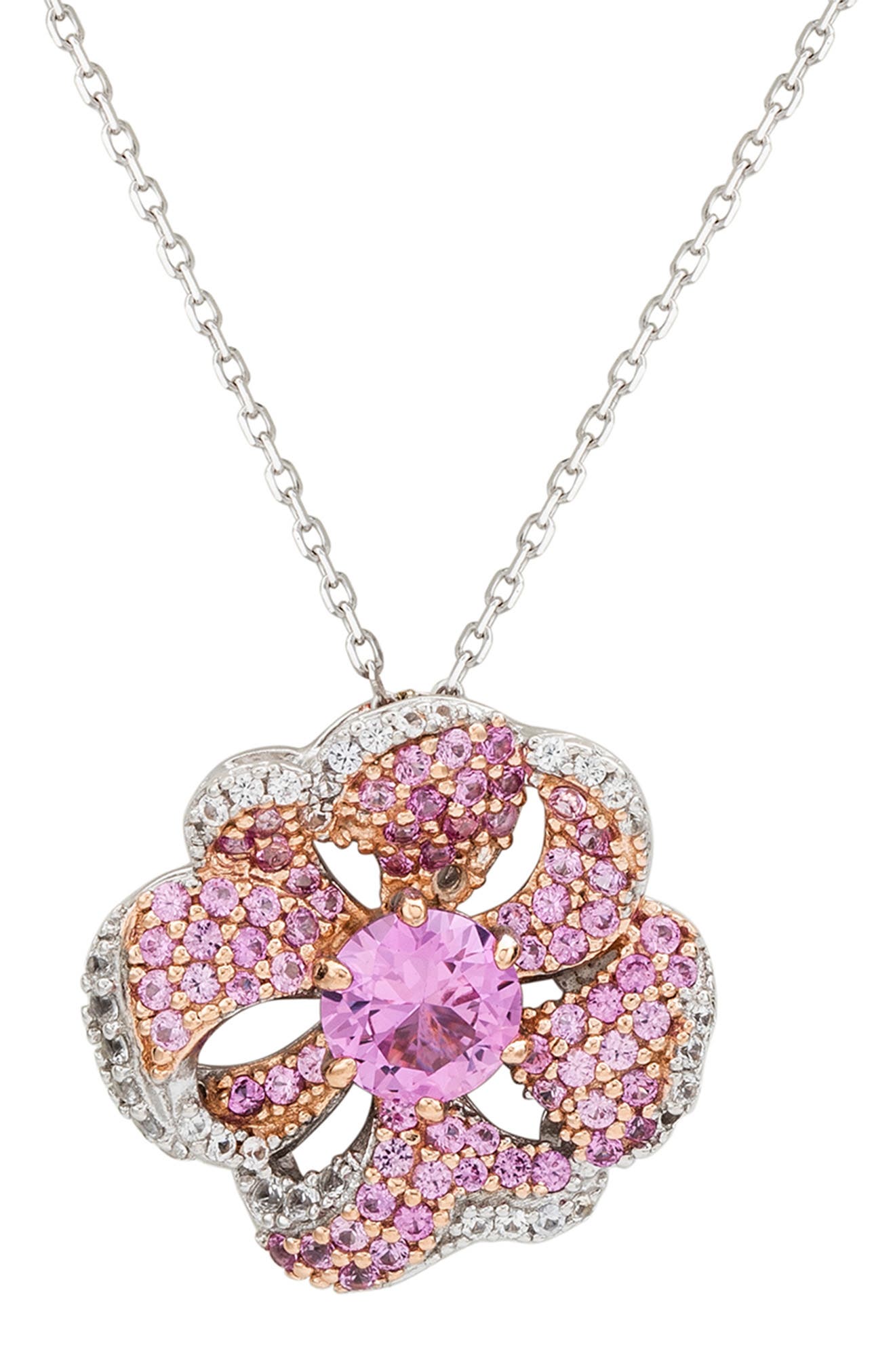 SUZY LEVIAN Sapphire Flower Pendant Necklace (Women) | Nordstromrack