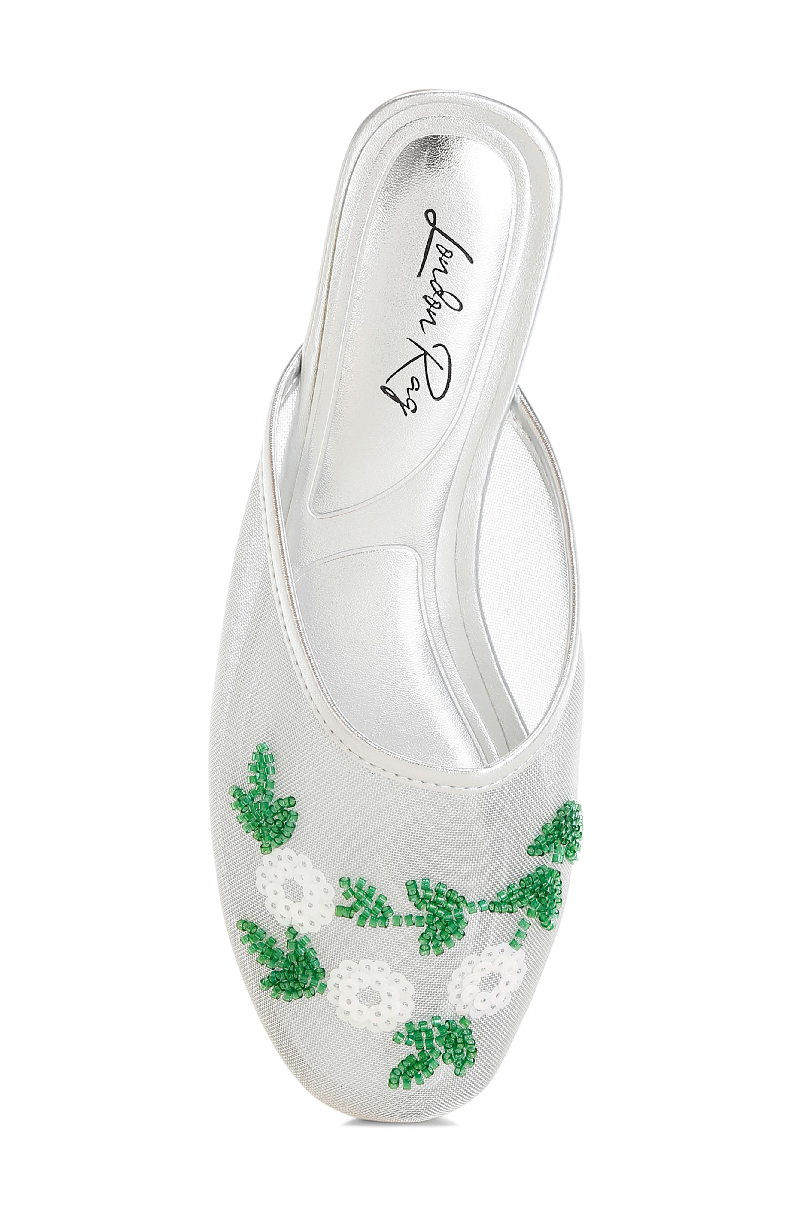 LONDON RAG Nahra Embellished Mesh Mule, Alternate, color, Silver