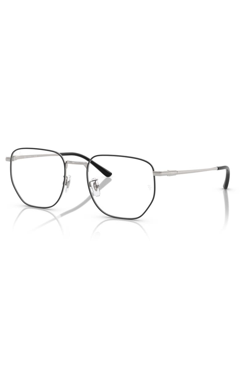 Ray-Ban 53mm Square Optical Glasses, Alternate, color, Black Silver