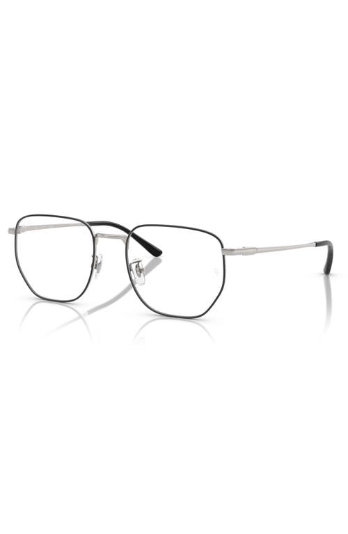 Ray Ban Ray-ban 53mm Square Optical Glasses In Black Silver