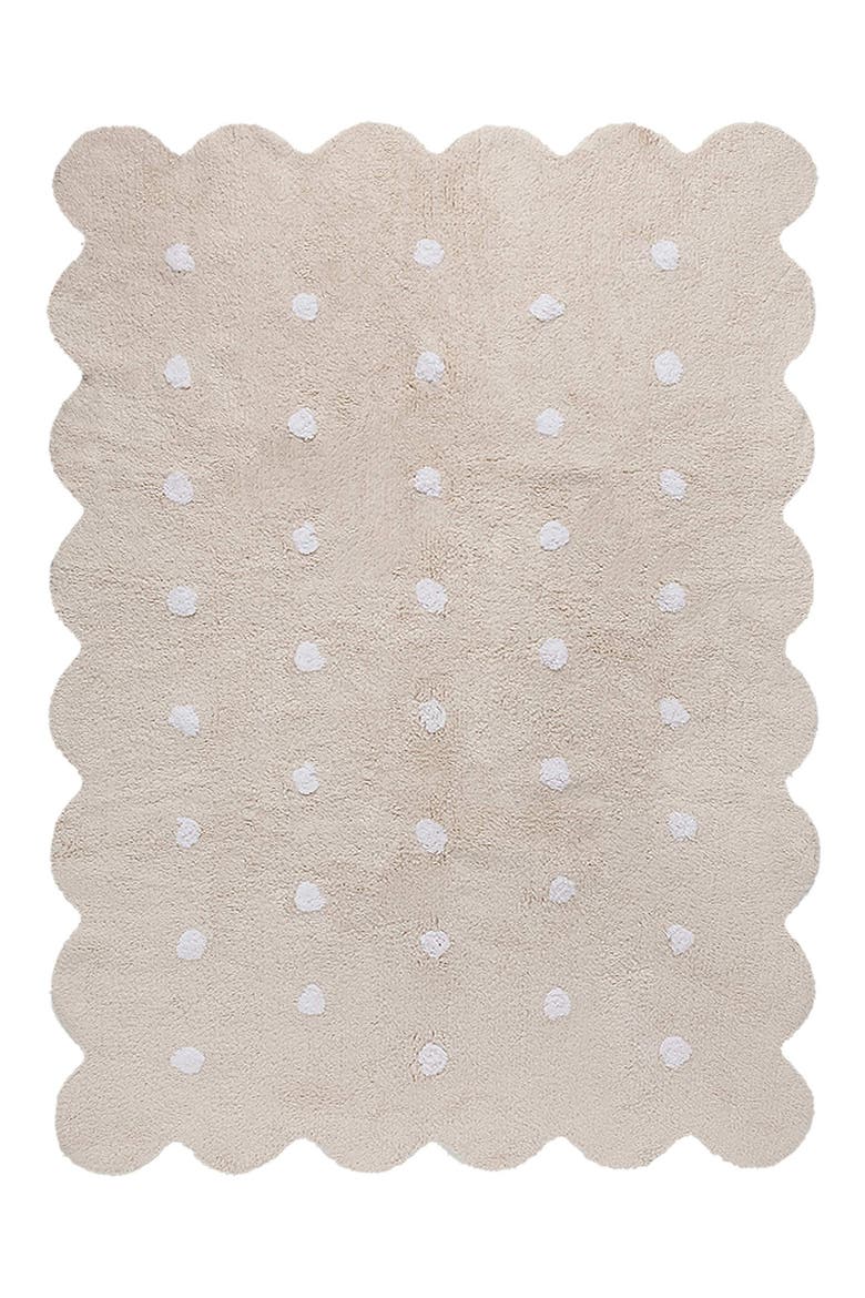 Biscuit Polka Dot Washable Cotton Blend Rug, Main, color, BEIGE