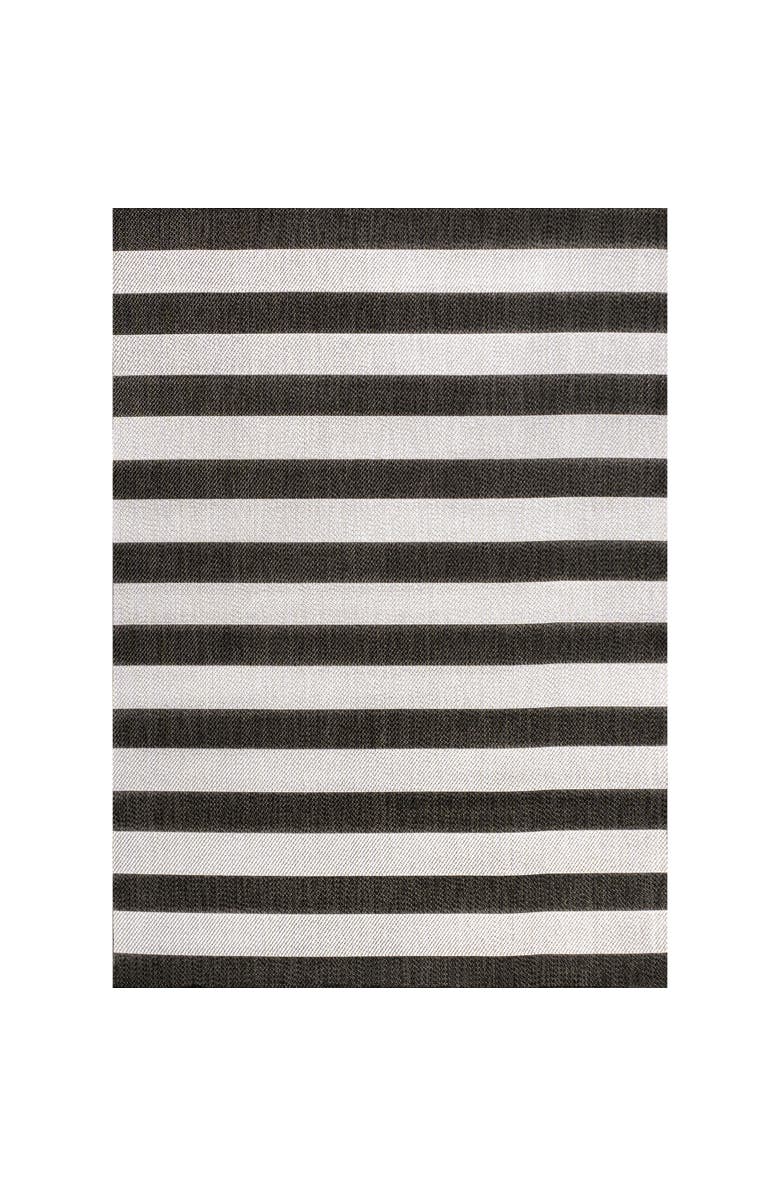 JONATHAN Y Negril Two-Tone Wide Stripe Indoor/Outdoor Area Rug, Main, color, Black/Cream